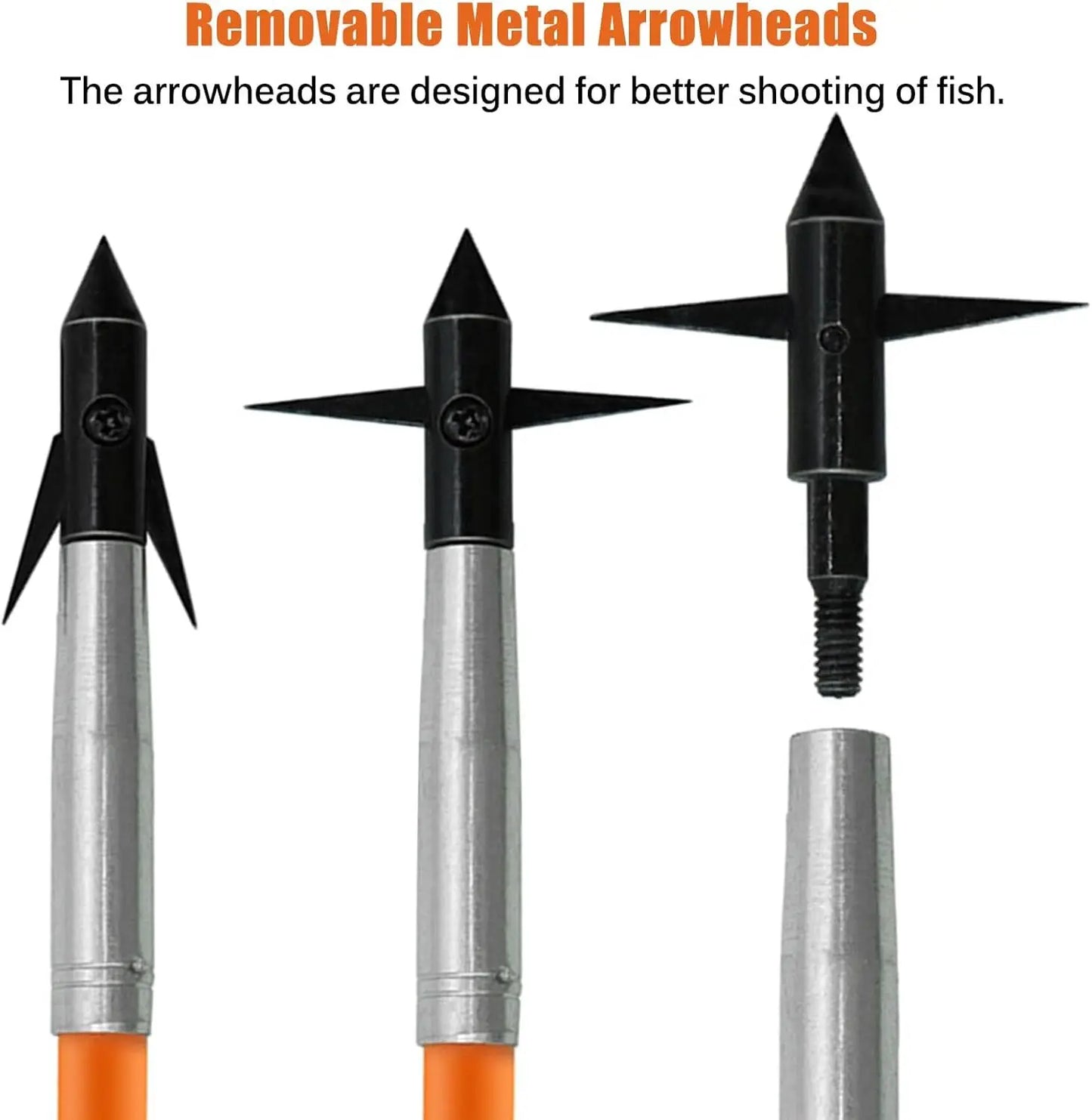 6/12pcs Fishing Arrows OD 7.8mm Solid Fiberglass Replaceable Broadheads Safety Slides Hunter Bowfishing Shooting Hunting Fish