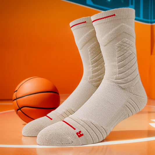 Men Sports Socks Basketball Socks Terry Sole Athletic Running Socks Non Slip Comfy Trekking Socks Breathable for Teen Boys