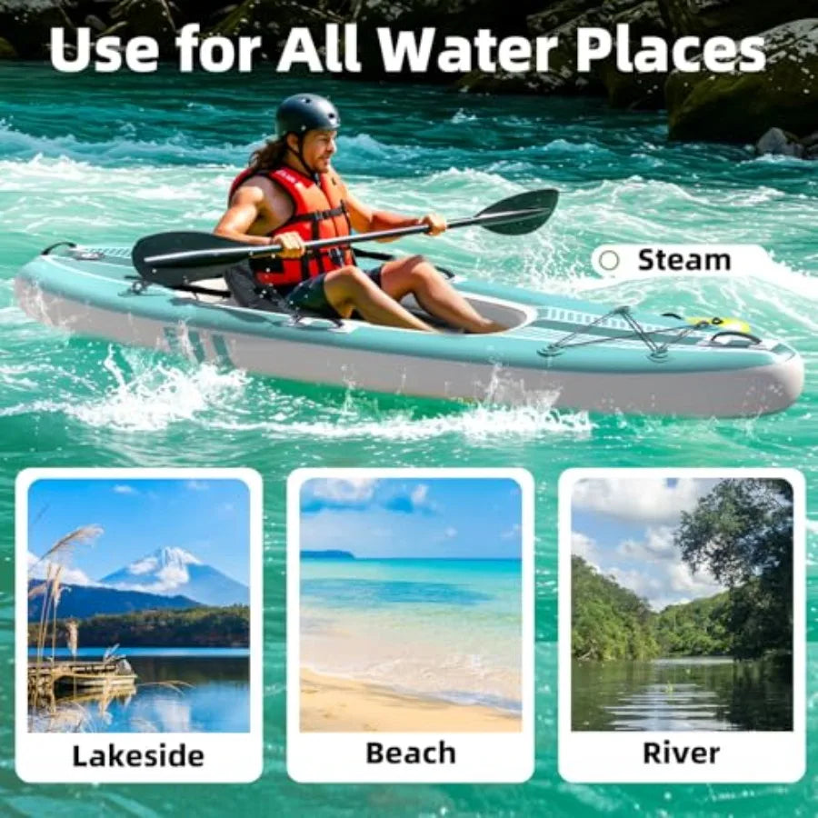 2-Person Inflatable Kayak with Drop-Stitch Floor Lightweight Portable Durable Solo Kayak for Fishing Touring and Recreational P