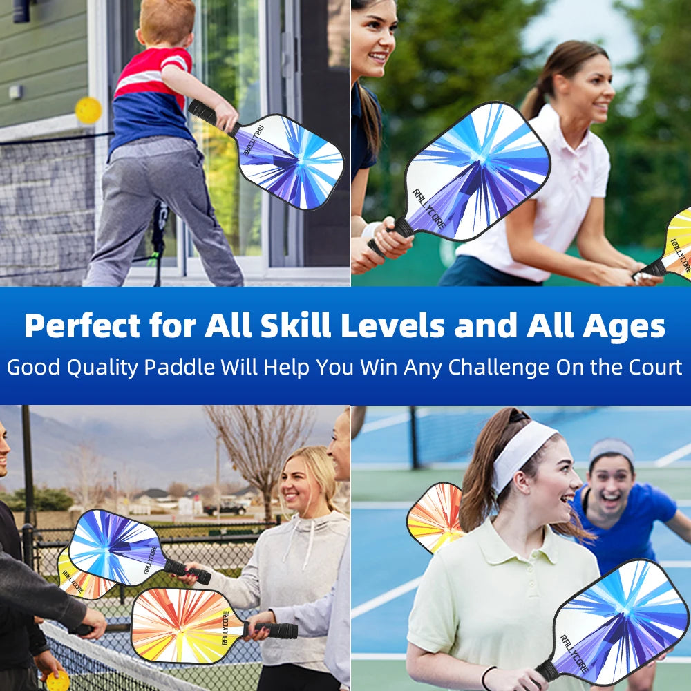 Pickleball Paddles Set of 2 with 4 Pickleball Balls and Pickleball Bag, Fiberglass Pickle Ball Rackets 2 Pack for Beginner