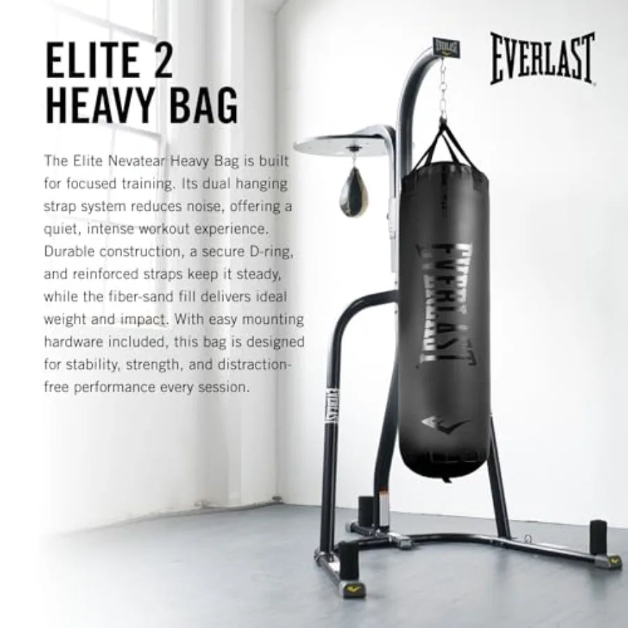 Home gym punching bag for boxing MMA Muay Thai training heavy-duty vinyl black dual-strap hanging system for stability and dura