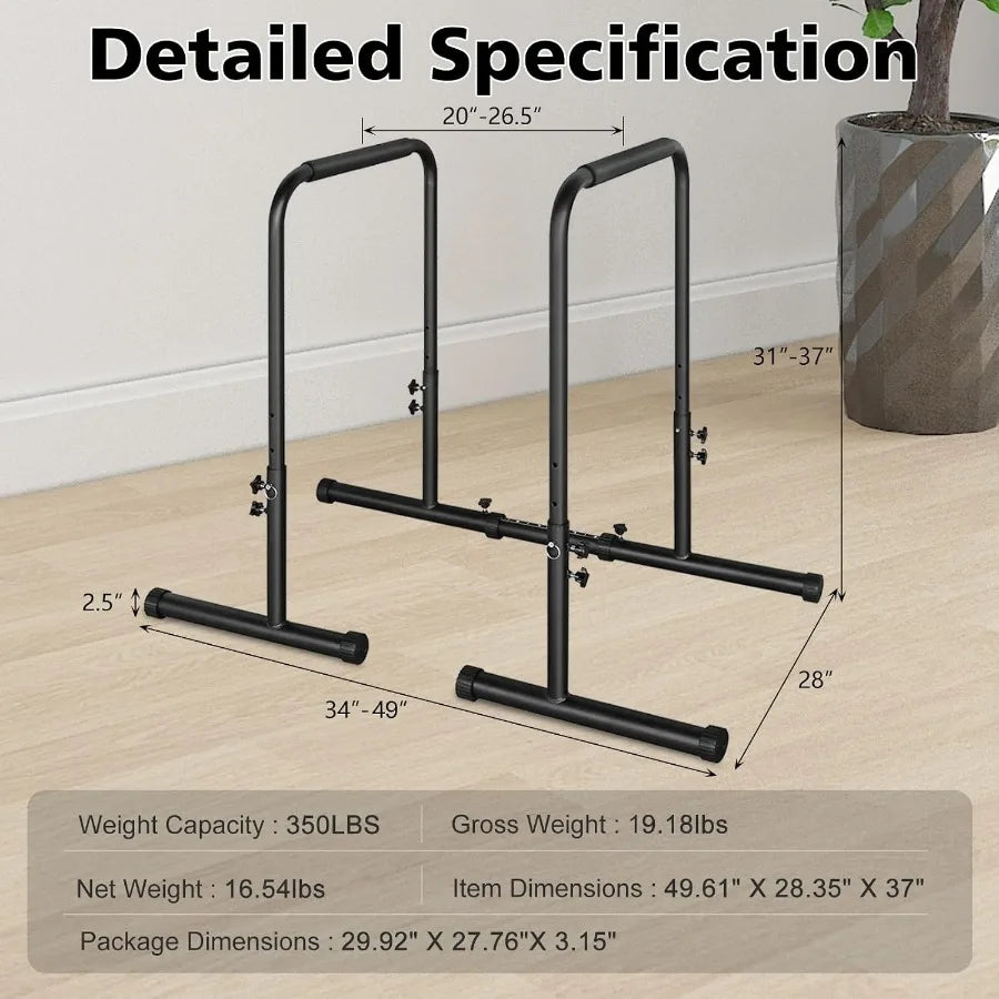 Adjustable Height Parallel Push Up Stand, Parallel Bar Station for Strength Training, Heavy Duty Steel Dip Stand Station, Home