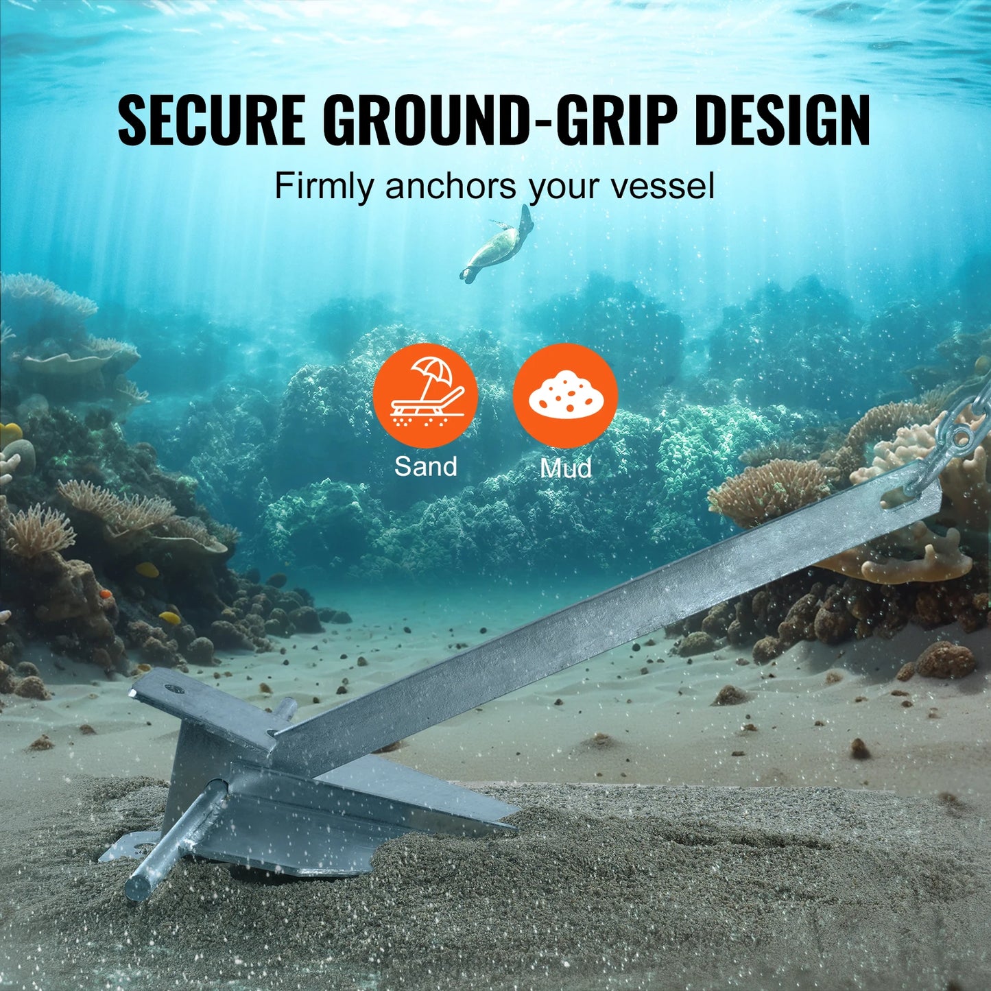 SucceBuy Fluke Style Anchor Kit 13 LBS Hot-Dipped Galvanized Steel Fluke Anchor with 7.9' Chain 101' Rope and Two 0.4" Shackle