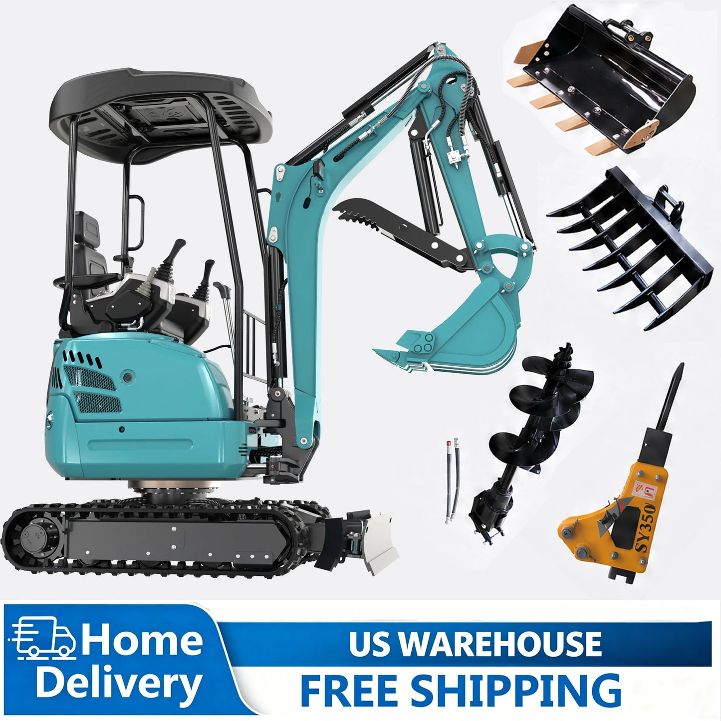 2.5Ton Mini Excavator 16 HP Kubota Engine,Telescopic Tracks & Swing Boom and Hydraulic Thumb,EPA Certified for Farm Construction