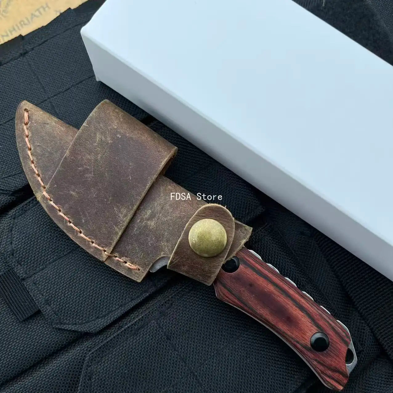 15017 Practical Wilderness Activities Tools 8Cr13 Blade Outdoor Camping Fishing EDC Knife with Leather Utility Climbing Knives