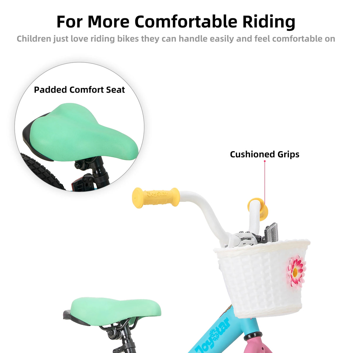 JOYSTAR Macaroon 12-18 Inch Kids Bike for 2-9 Years Girls | Toddler Girls Bike with Training Wheels & Basket, Rainbow Bikes, Children Bicycle