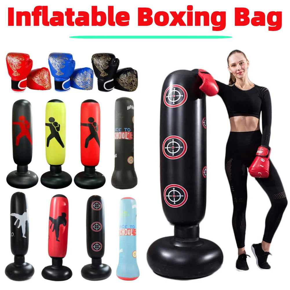 1.2/1.6M Boxing Bag Children's Inflatable Punching Bag Gym Fitness Boxing Training Sandbag Stress Relief Toys For Adults and Kid