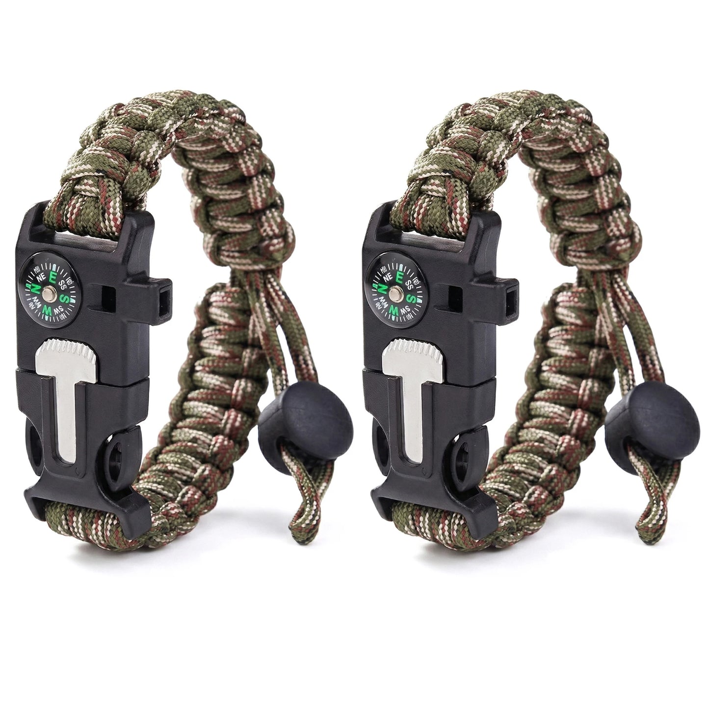 Paracord Bracelets for Men and Women Adjustable Survival Paracord Bracelet with 11.8 ft Nylon Cord, Flint Fire Starter, Camping