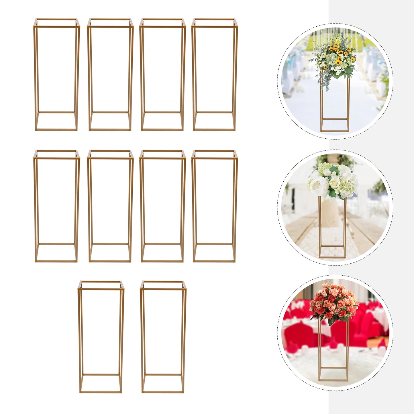 10PCs 23.62inch Tall Metal Flower Stand Geometric Flower Vase Stand for Wedding Table Centerpieces,Party, Events, Home Deco