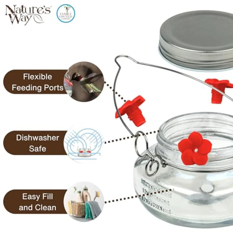 6 Mason Jar Hummingbird Feeders 6 oz.6