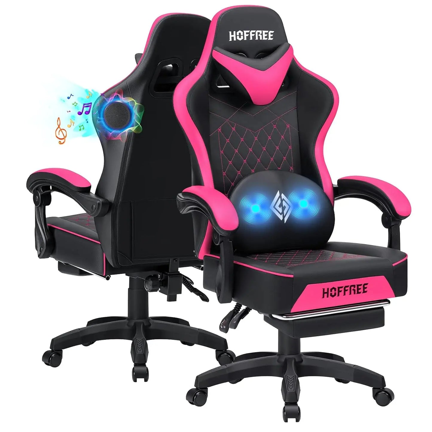 Gaming Chair Computer Chair with Speakers Massage Game Chairs with Footrest Bluetooth High Back Ergonomic Computer, Customized