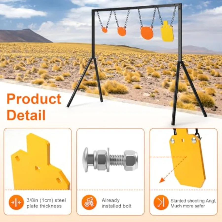 63 Inch Adjustable Height Steel Target Stand AR500 Shooting Target System for Outdoor Shooting Range HeavyDuty 3 8 Inch AR500 S