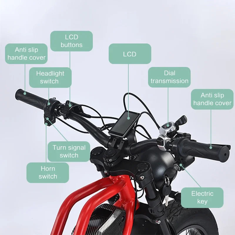 AKEZ  Long Range 18Ah Electric Bike 1500W 48V, Off-Road Fat Tire E-Bike, US Stock Fast Delivery