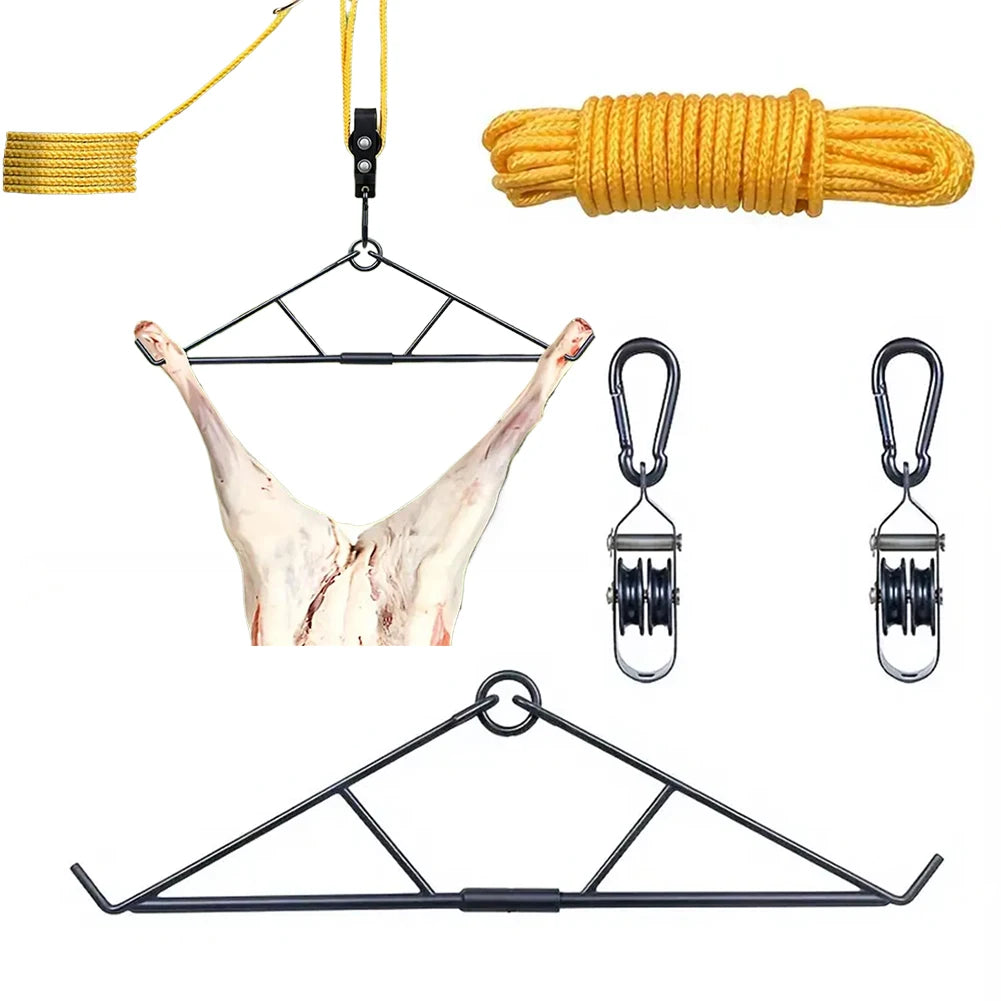700LB Capacity Elk Hoist Pulley Lift System W/Gambrel Deer Hunting Game Hoist Pulley Lift System Hunting Accessories Gift Set