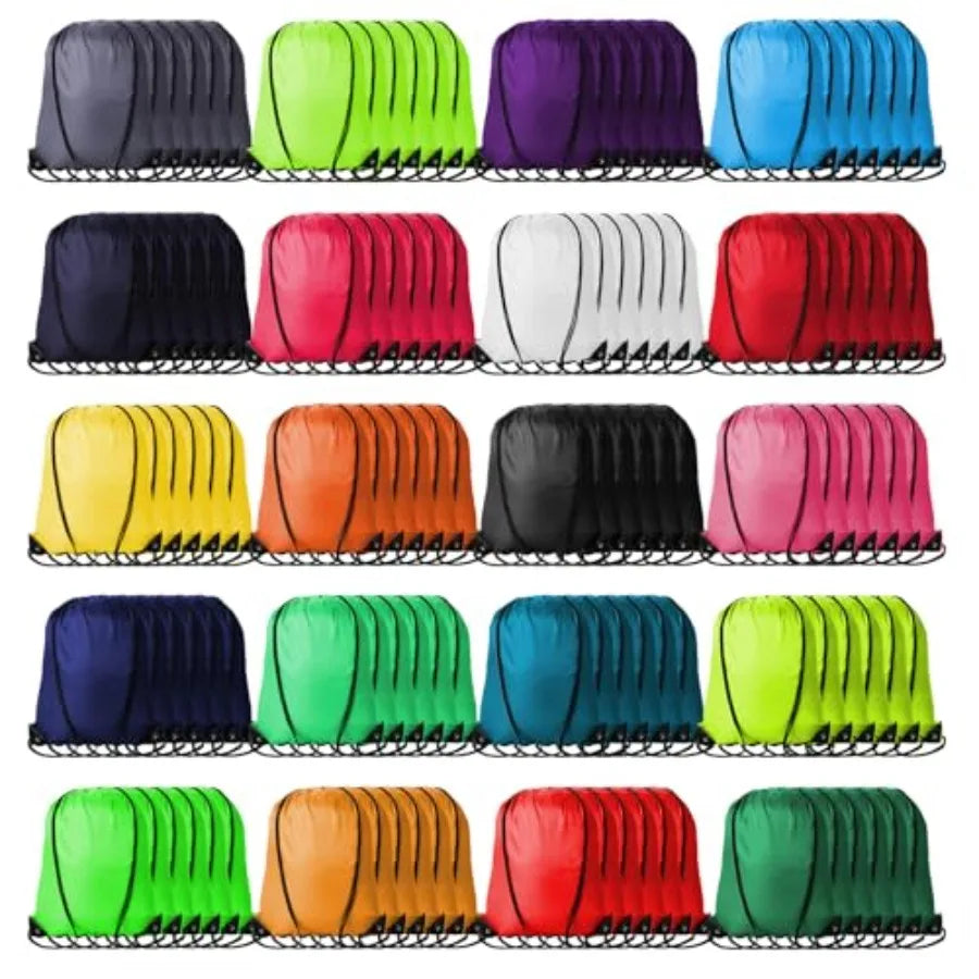 120Pcs Drawstring Backpacks Bulk String Bag Cinch Sack Pack Storage Knapsack Polyester Gift Bags Sports Drawstring Bags for Tri