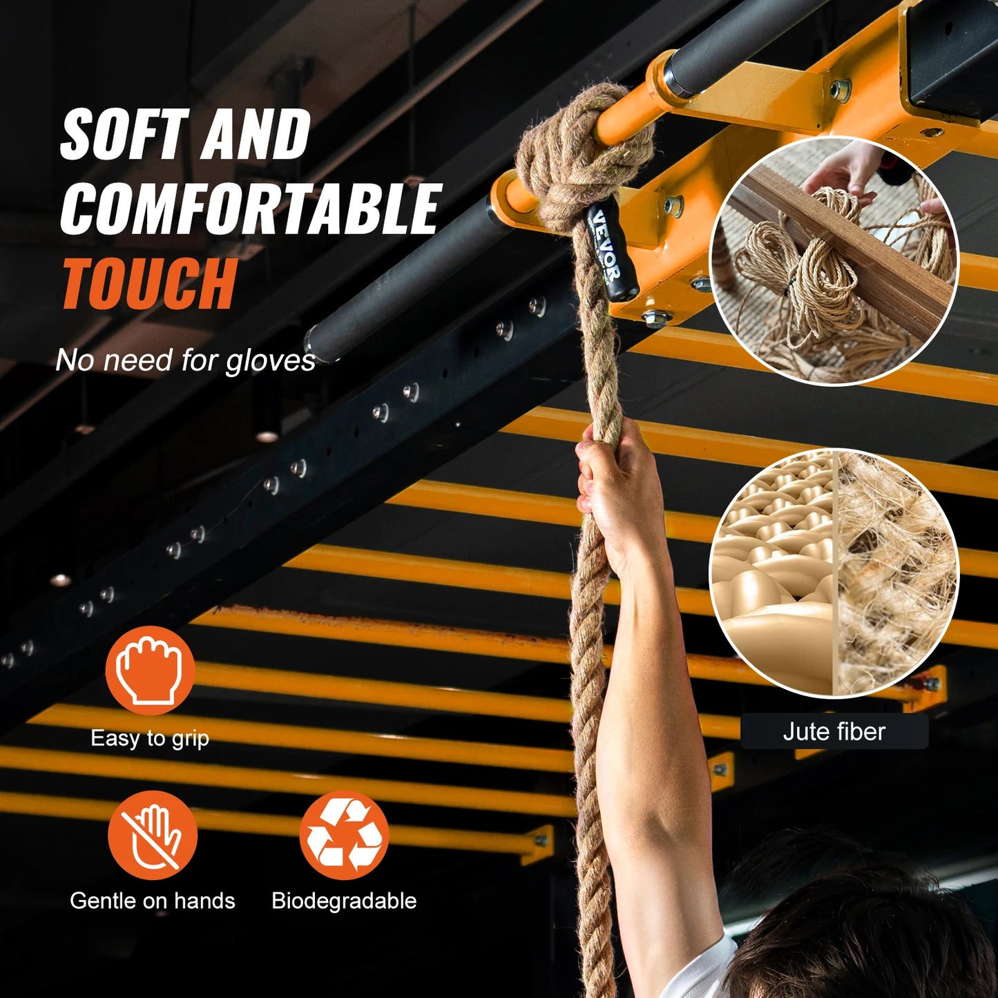 SucceBuy 50/100FT Gym Climbing Rope Length Gym Fitness Training Rope Gym Exercise Workout Rope for Climbing Rope for Fitness