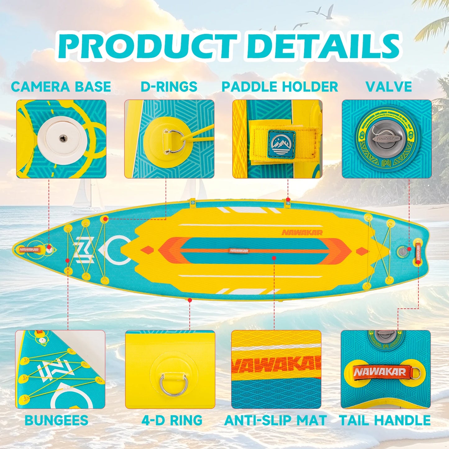 Adventure 11'34"6" Standing Paddle Board SUP - Speed Storage and Durability for Your Outdoor Escapes Fishing Surfing Sea Paddle