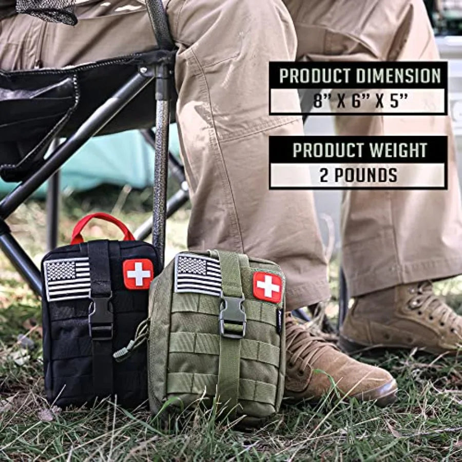 250 Pieces Survival First Aid Kit IFAK EMT Molle Pouch Survival Kit Outdoor Gear Emergency Kits Trauma Bag for Camping Boat Hun