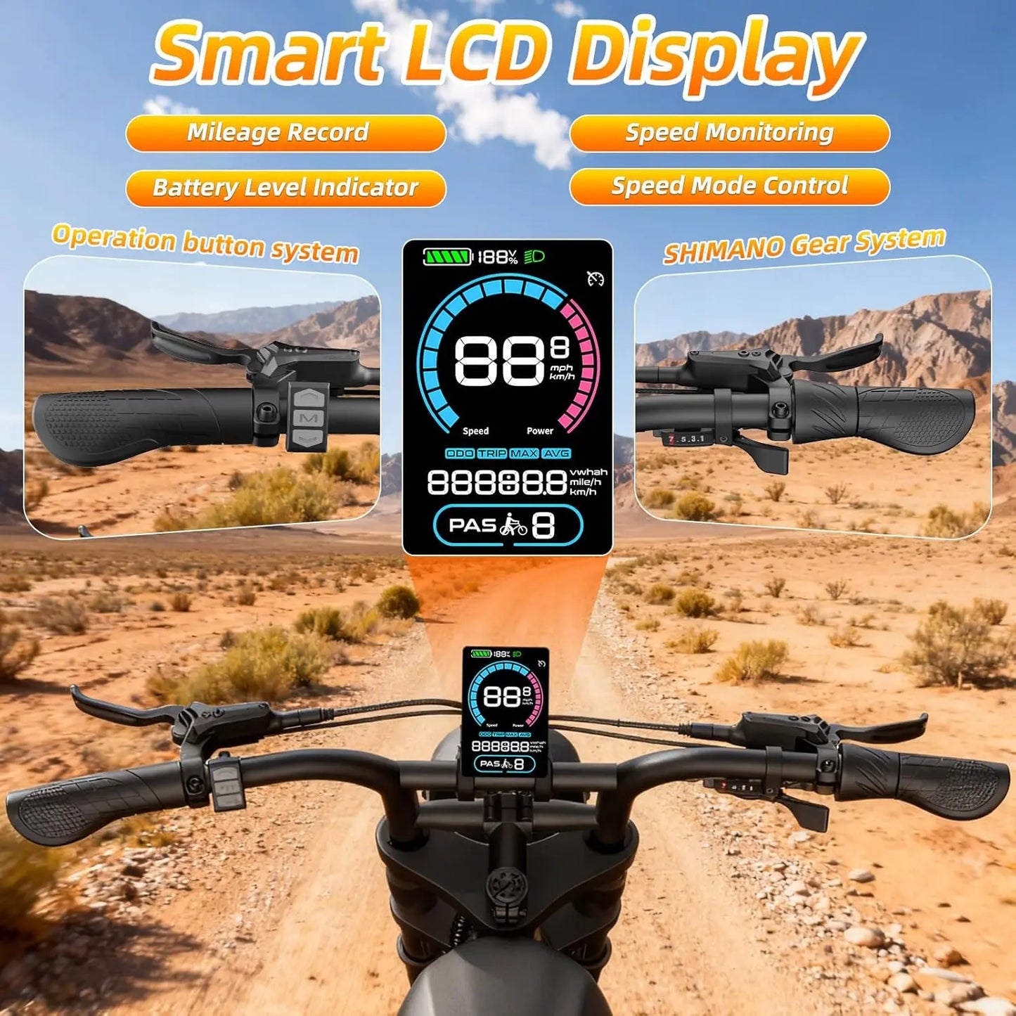 Electric Bike for Adults with Peak 1600W Peak Motor,Max Speed 35MPH,Up to 60Miles,Moped ebikes with 18.9AH Battery,20", Custom