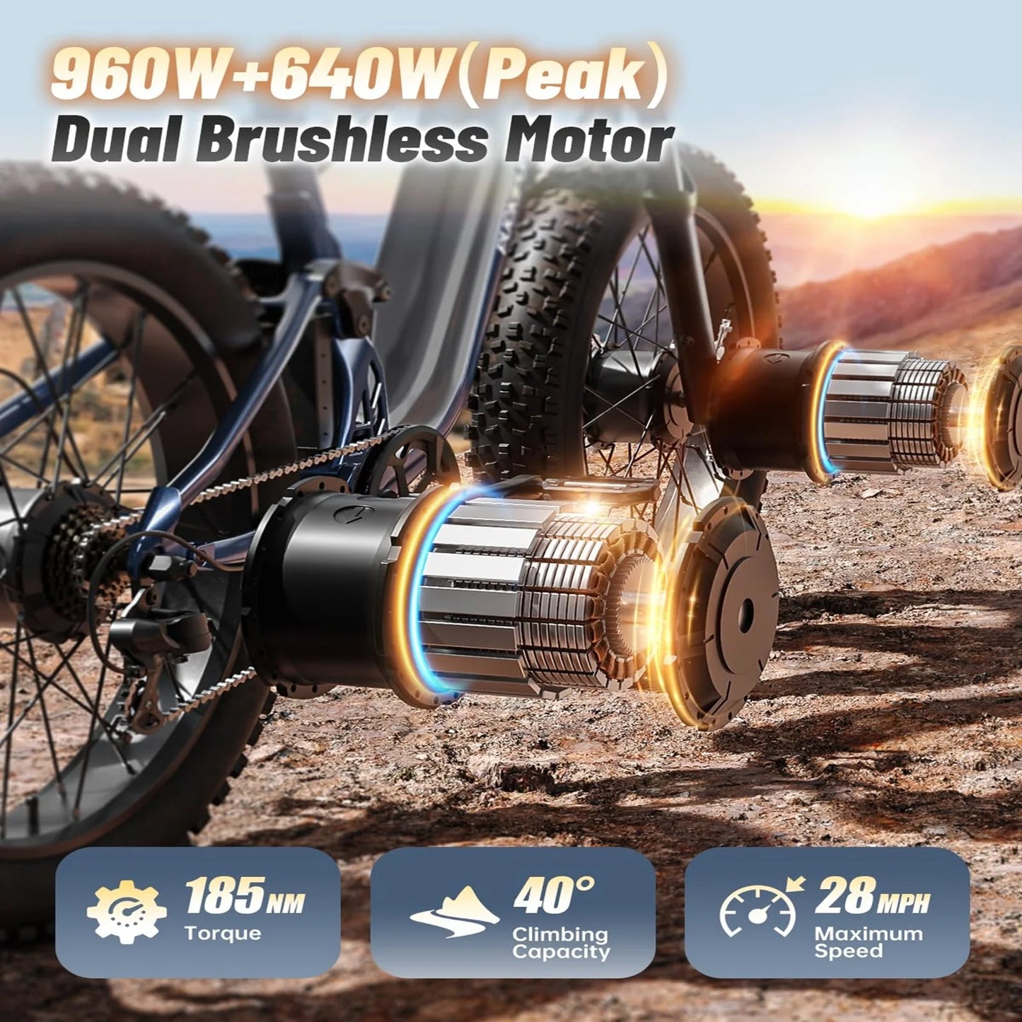 PUCKIPUPPY Dual Motor Electric Bike for Adults 1600W 48V 20AH Battery with Torque Sensor 8 Speed 26" Fat Tire Full Suspension