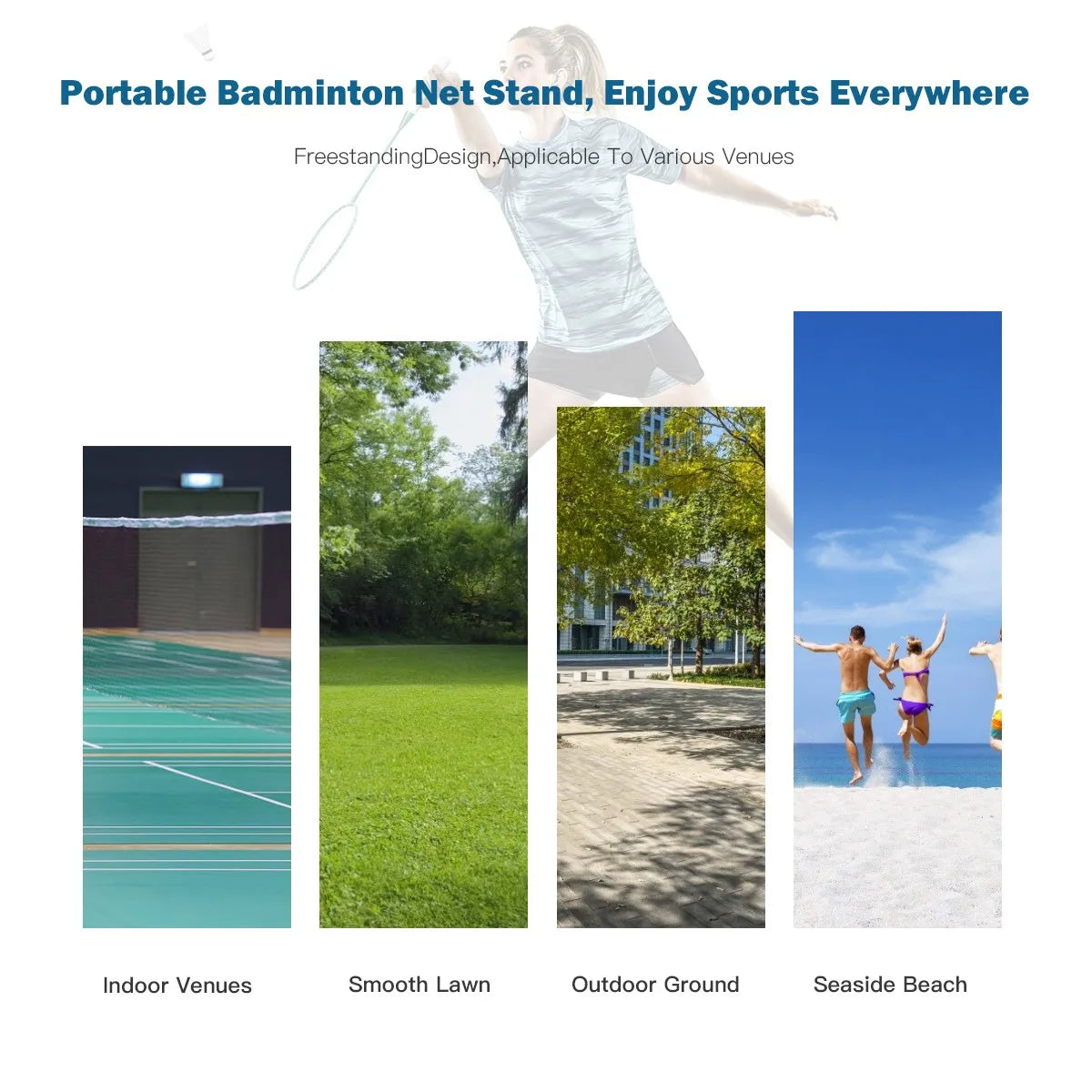 Portable Adjustable Badminton Net Tennis Beach Volleyball w/ Carry Bag