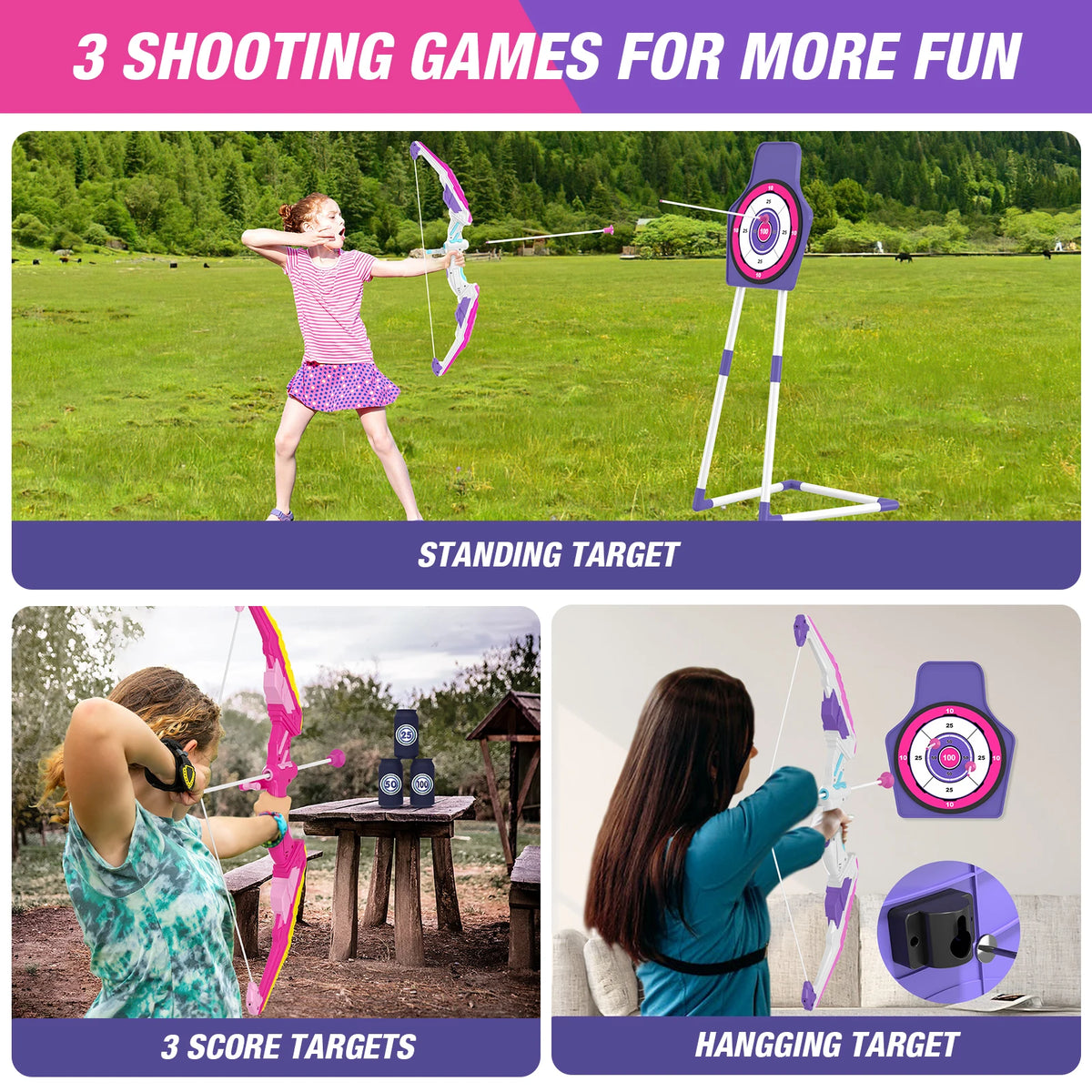 2 Pcs Kids Bow and Arrow,LED Light Up Archery Set with 24 Suction Cup Arrows, Indoor Outdoor Sport Toys Gifts for 3 4 5 6 7 8 9 10 11 12 Year Old Boys Girls,