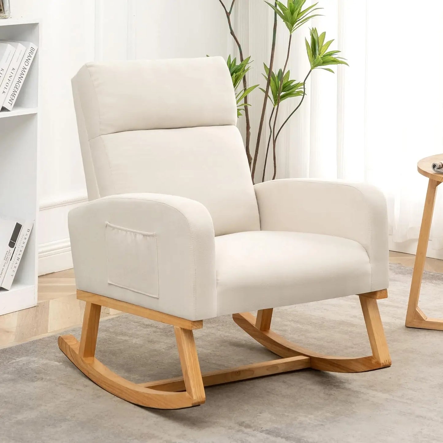 Rocking Chair Nursery, Sherpa Nursing Rocking Armchair for Mom Nursery Morden Rocker Chair with High Backrest, Customized