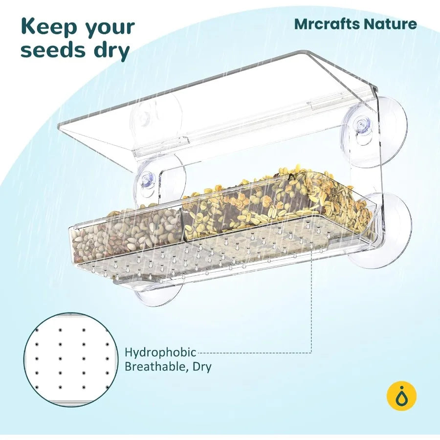 Window Bird Feeder with Strong Suction Cups Clear Window Bird feedersfor Viewing Cardil Bird Feeders for Outside Unique Gift