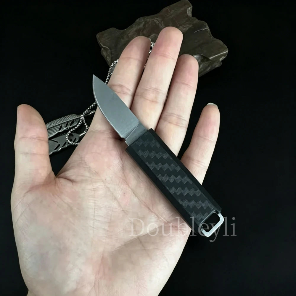 Lightweight Compact 2425 Straight Knife Outdoor Knife EDC Cutting Knife Package Opening Knife Camping Fishing Knife with K Sheath Nylon Fiber Handle