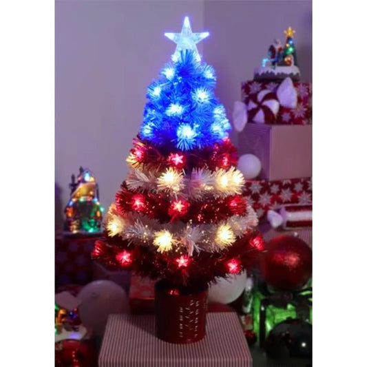 ® 36" Fibre Optic LED American Flag Tree - Red White and Blue Decoration for The 250th Anniversary of USA Independence Day - Ju