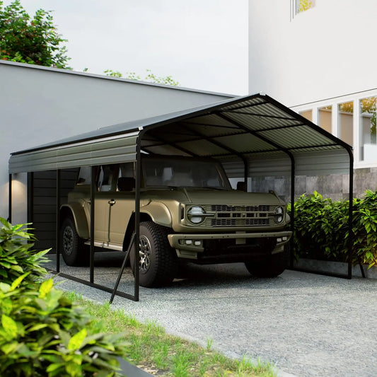 12x20 FT Metal Carport, Heavy Duty Carports Canopy with Galvanized Steel Frame & Roof, Outdoor Garage Car Port for, Customized