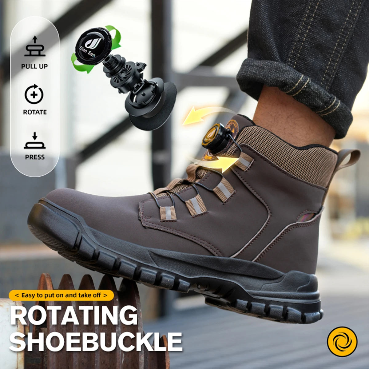 Waterproof Safety Boots Men Indestructible Steel Toe Work Boots Anti-smash Stab-resistant Safety Shoes Biker