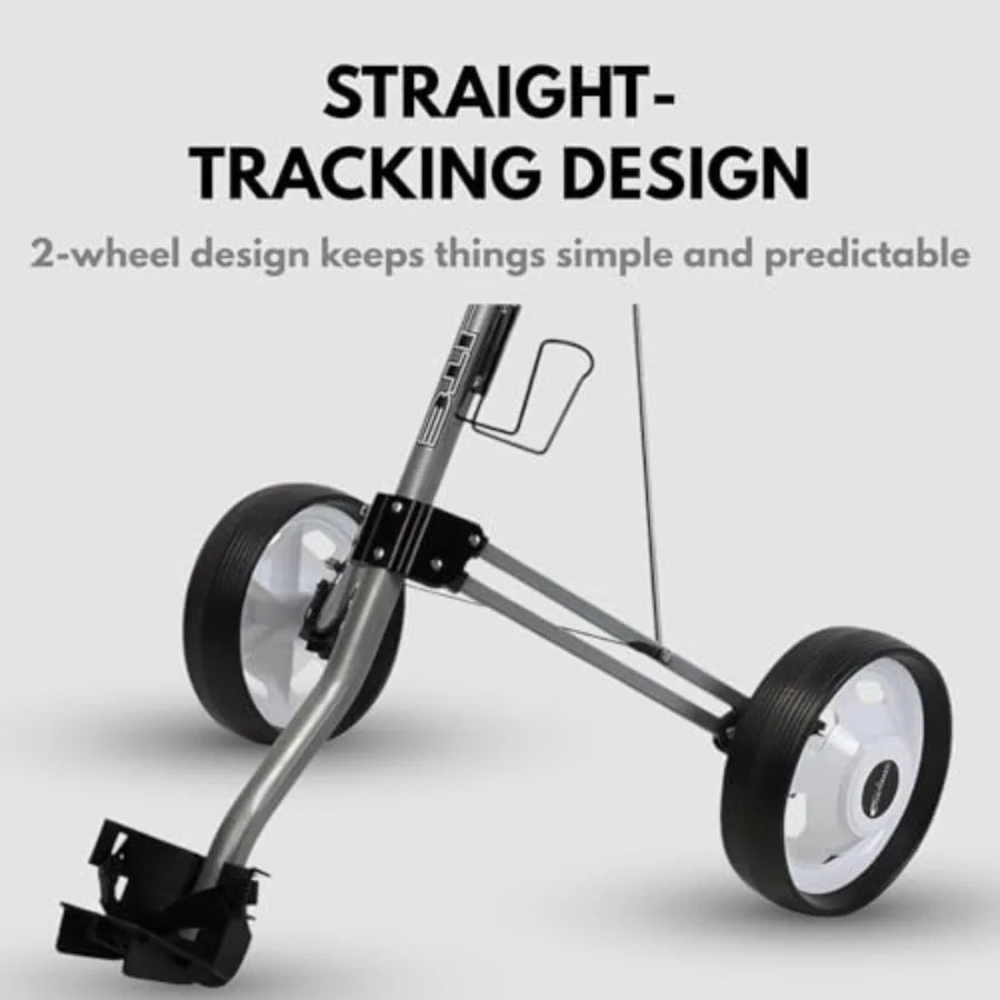 X-Lite 2-Wheel Golf Push Cart Ultra-Lightweight Aluminum Folding Trolley with Ergonomic Handle Smooth-Rolling Wheels Built-in S
