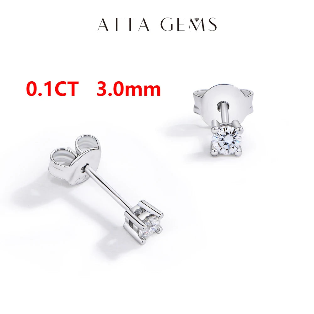 ATTAGEMS S925 Sterling Silver D VVS1 Moissanite Four Claw Earrings For Women Man Sparkling Wedding Jewelry Trendy Stud Earrings
