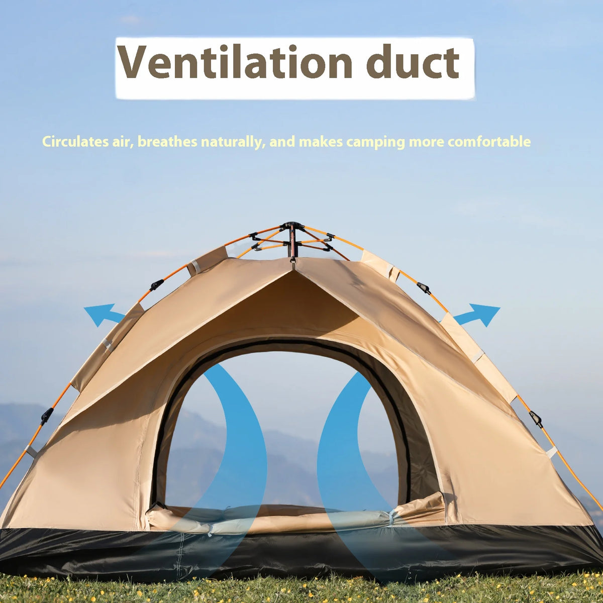 Pakicetus Instant Golden Tent - Portable 3-4 Person Sun & Rain Shelter for Beach & Camping