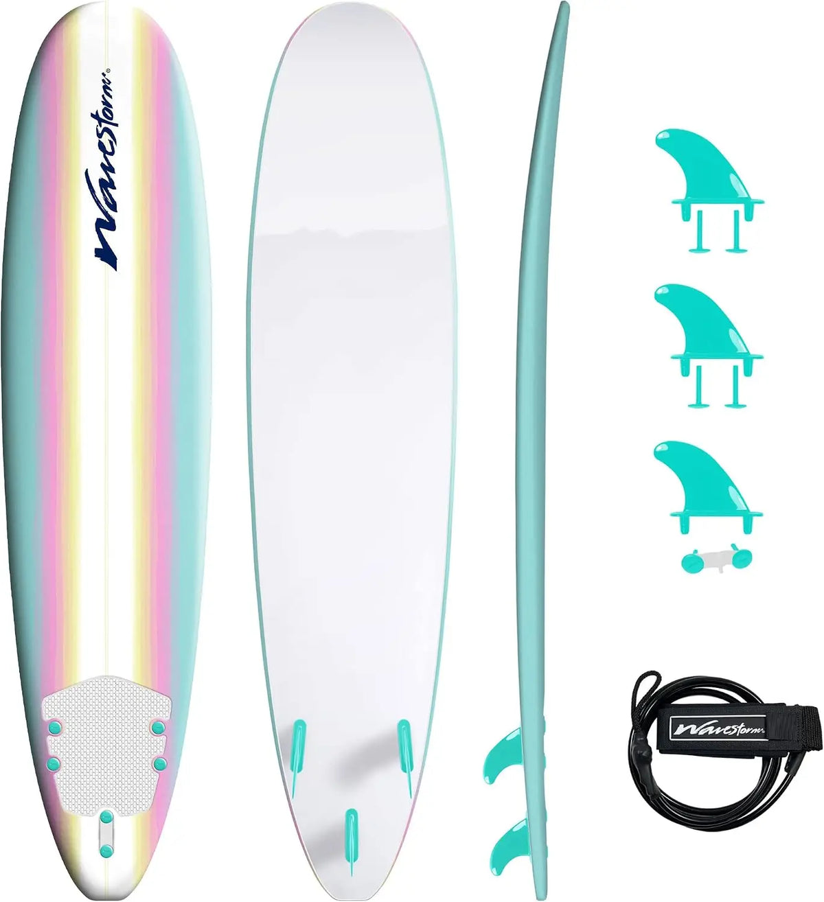 8-Foot Classic Foam Surfboard with Soft-Top Deck