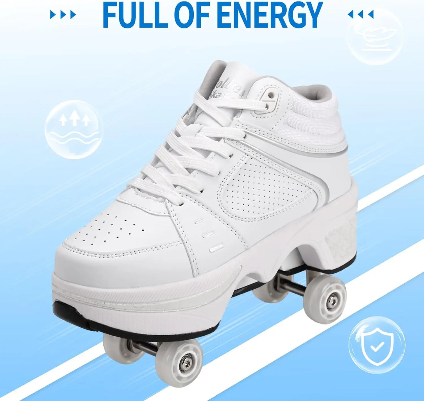 2-in-1 Retractable Roller Skate Shoes with Adjustable Wheels for Kids, Women & Men - Outdoor Sneakers