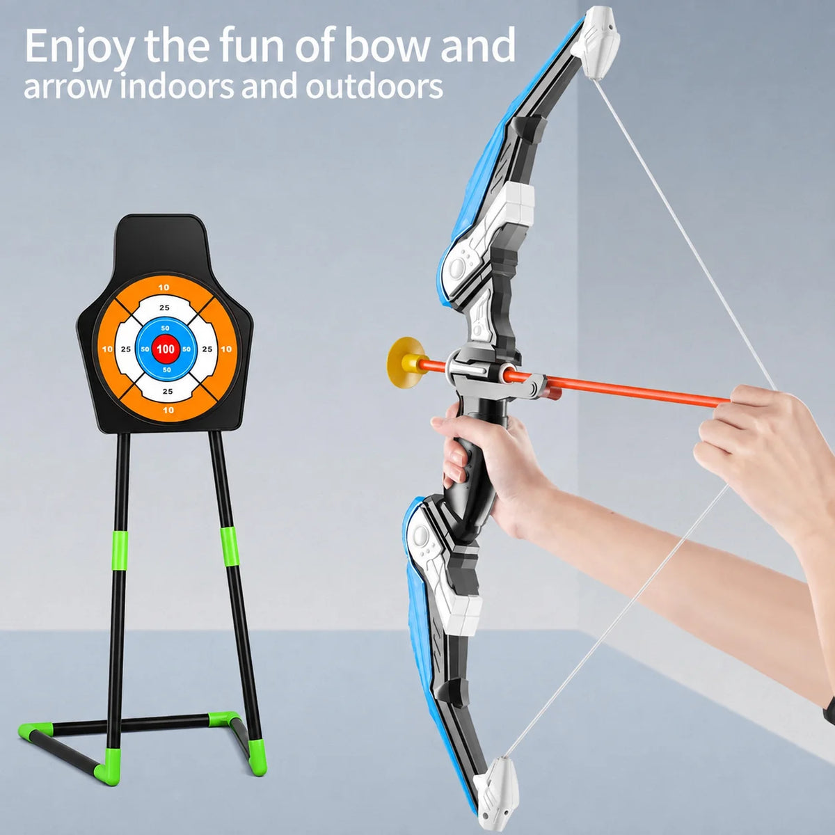Archery Set Includes a Target, 8 Arrows, and a Barrel, Suitable for Children over 3 Years Old, No Battery Requirement, Suitable for Indoor and Outdoor Shooting Games, Competitions, Christmas and Birthday Gifts