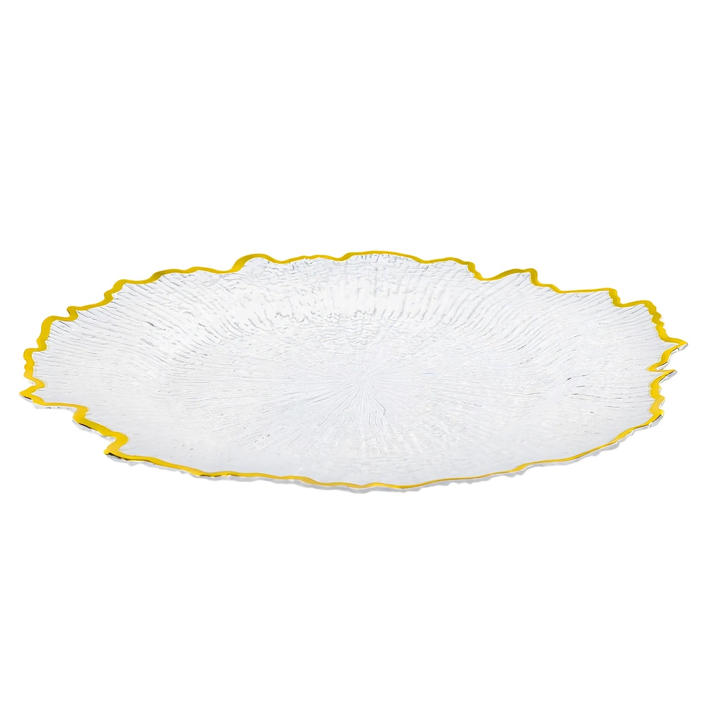 25 Pcs Clear Charger Plates, 13" Plastic Round Reef Textured Rim Charger Plates for Dinner, Wedding, Party, Event Dec