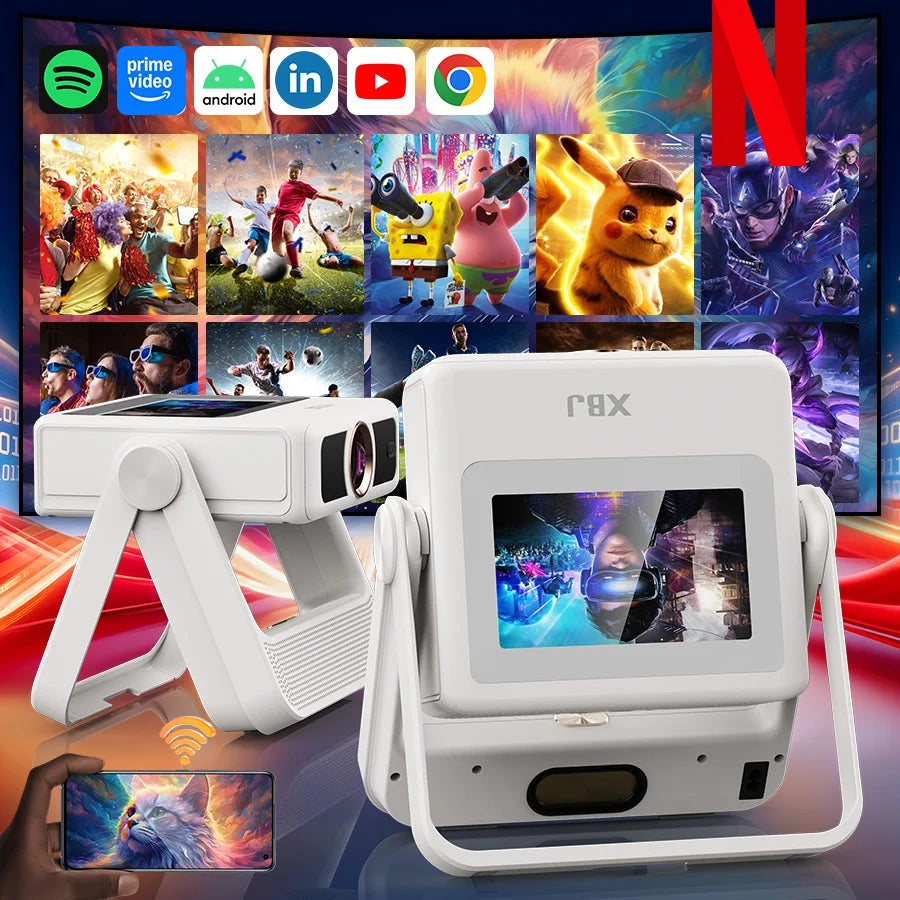 2026 Upgraded Foldable Projector with Touch Screen, 4K Ultra HD Portable Home Projector