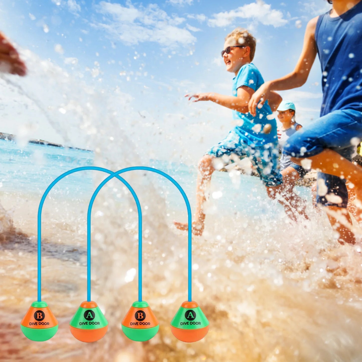2pcs/set Through Door Diving Ring Adults Kids Underwater Swimming  Diving Training Crossing Rope Door for Outdoor Pool Games