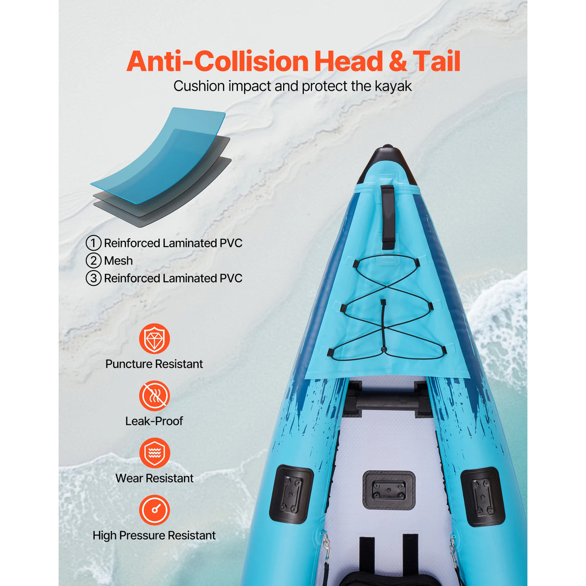 SucceBuy 700LBS Inflatable Kayak 2-Person Inflatable Recreational Kayak Leak & Puncture-Resistant with Padded Seat for Fishing
