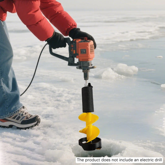 Hand Ice Auger, Foldable Ice Drill with 49cm Nylon Blade for Winter Fishing, Durable and Portable, Yellow