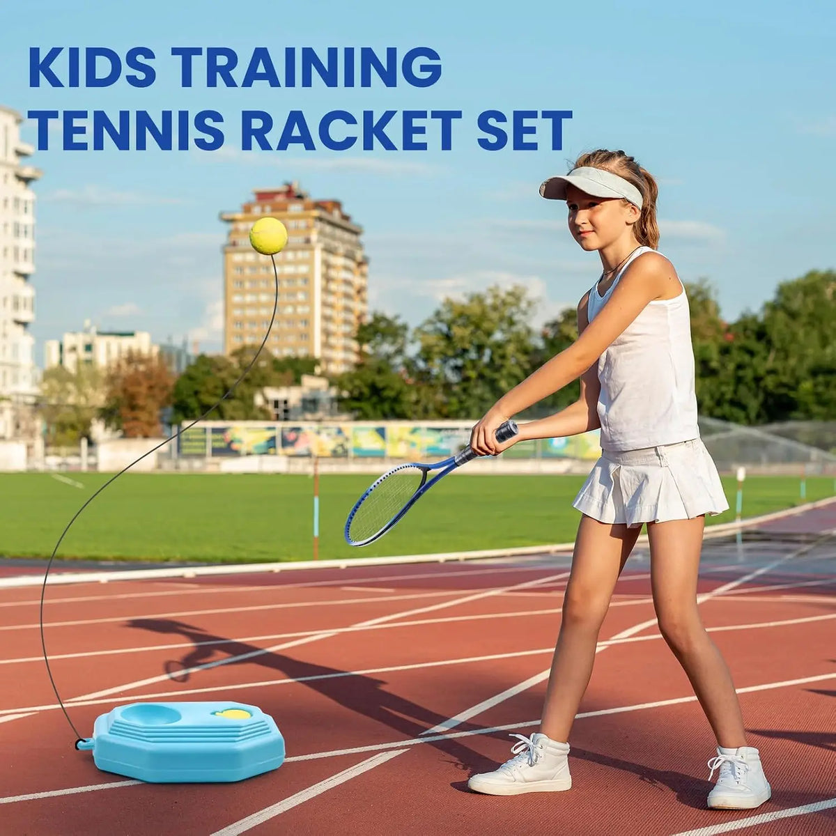 7-in-1 Kids Tennis Racket Set - 2 Lightweight 19" Rackets, Trainer, Rebound Balls & Bag for Beginners