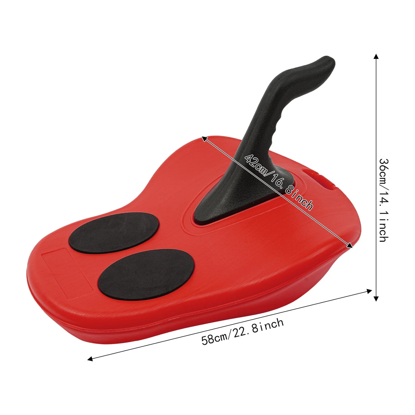 Red Sled Snowboard with Handle & Pull Rope, Portable Sledding Snowboard for Kids, Teens, Adults, for Outdoor Skiing Snow Skating
