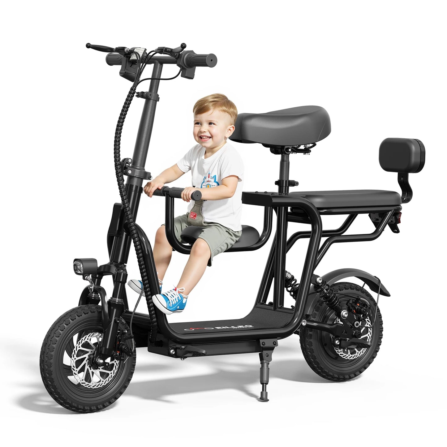 48V Electric Scooter with Seat for Adults Electric Scooter with 750W Peak Power Motor 18.75 MPH 20 Mile Range, Dual Disc Brakes
