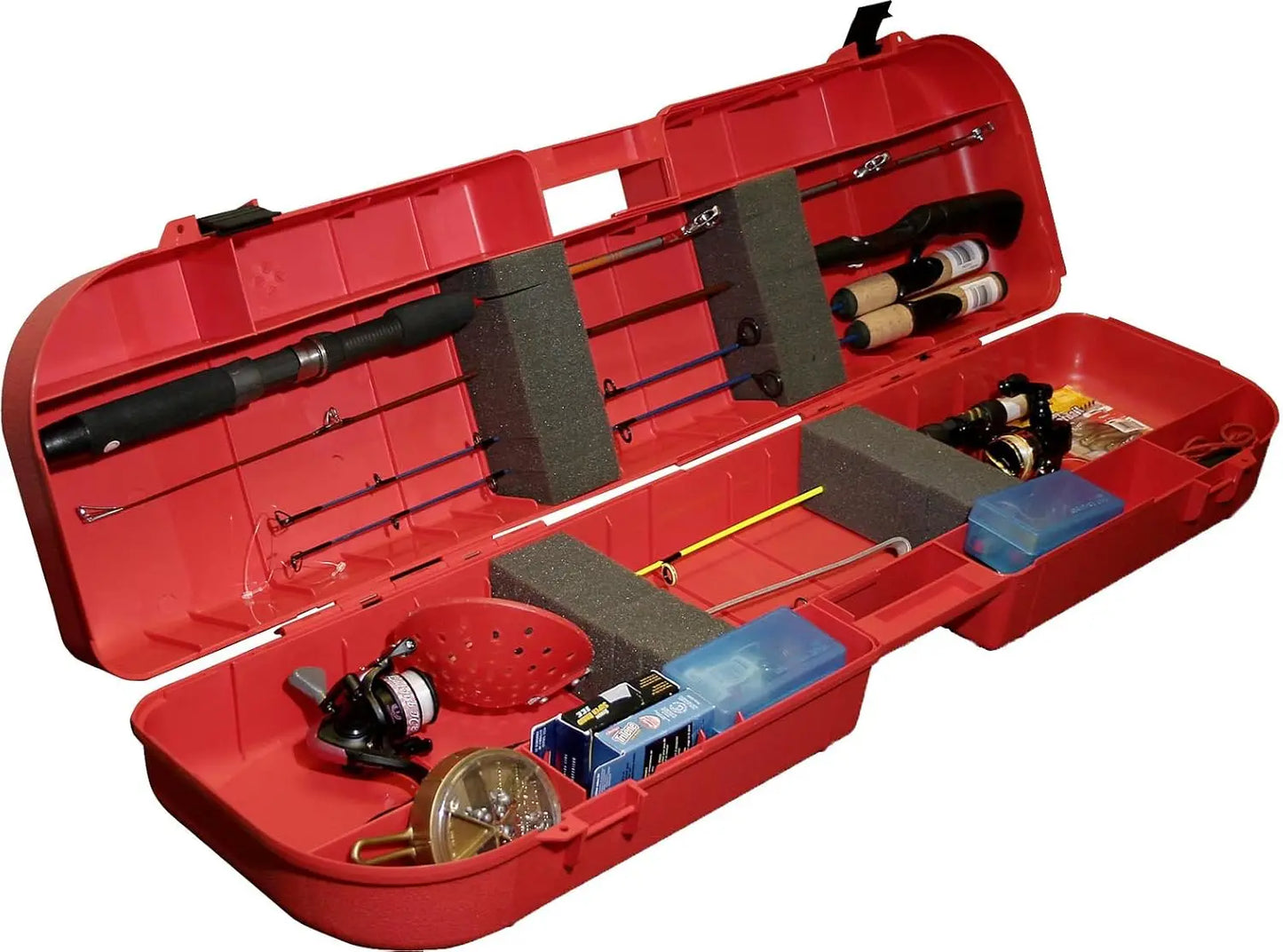 Ice Fishing Rod Case, Holds 8 Rods with Tackle Storage, Secure Latch, Strong Handle, 36x10.2x5.2 Inch