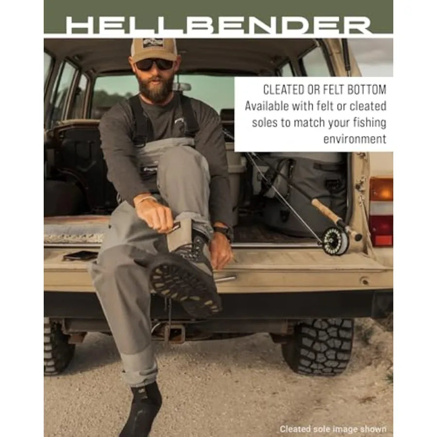 Men's Hellbender Waterproof Fishing Wading Boot for Fishing in Felt or Cleated Felt 10