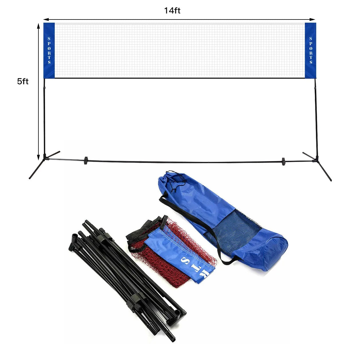 Portable Adjustable Badminton Net Tennis Beach Volleyball w/ Carry Bag