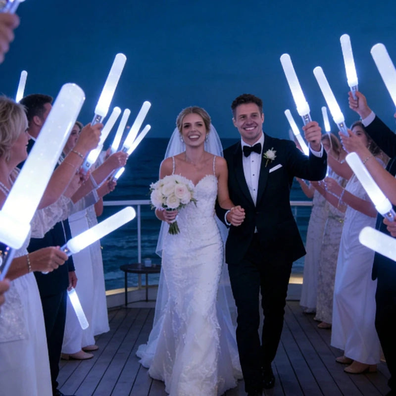 20Pcs Set White Round Stick Led White Fiber Optic Lightstick - Party Supplies for Singles, Wedding Glow Party Favors, Suitable